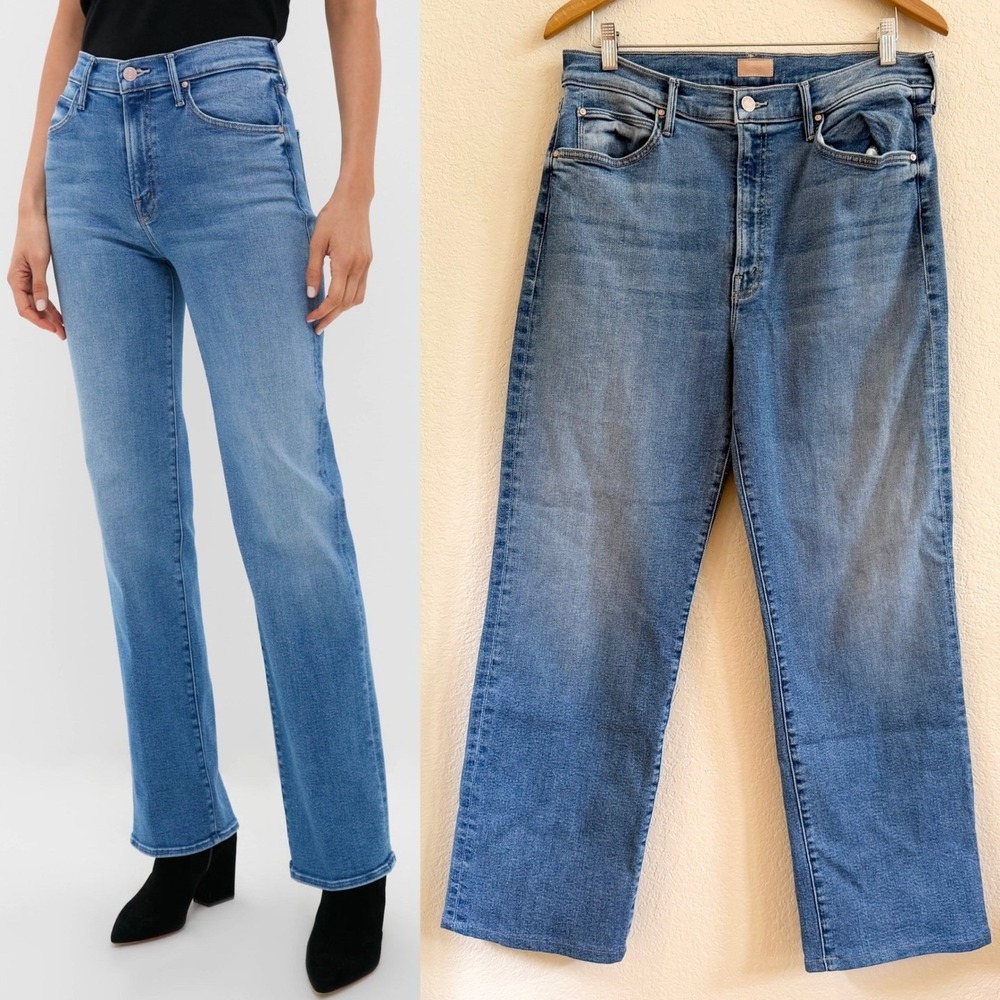 MOTHER The Kick It Fan Favorite High Rise Straight Leg Jeans Size 34